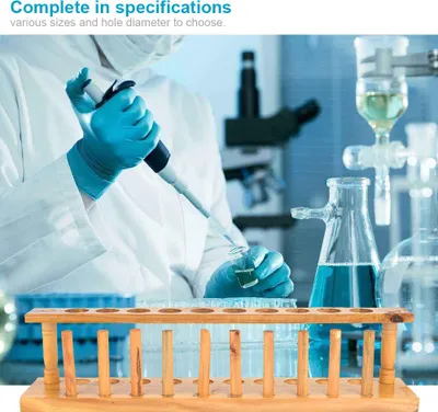 Obrázek produktu pro Dřevěný stojan na zkumavky s 10 otvory, robustní laboratorní pomůcka pro chemii