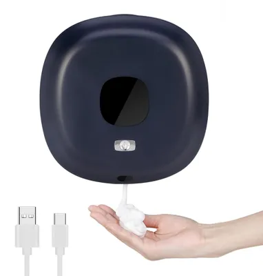Produktbild von 300 ml Seifenspender, automatische Wandmontage, kein Bohren erforderlich, wiederaufladbar, berührungslos, aufladbar über USB mit Sensor, geeignet für Küche, Badezimmer, Hotel (Blau)