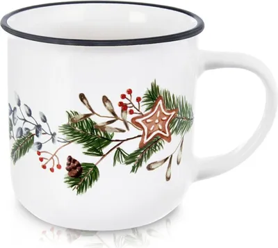 Produktbild von Orion | Kaffeebecher - Trinkbecher - Aus Keramik - mit Henkel - 330 ml - Weiß - Weihnachtsmotiv Weihnachtsbaum