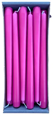 Image de Lot de 12 bougies coniques, 2,3 cm de diamètre x 25 cm de hauteur, couleur fuchsia