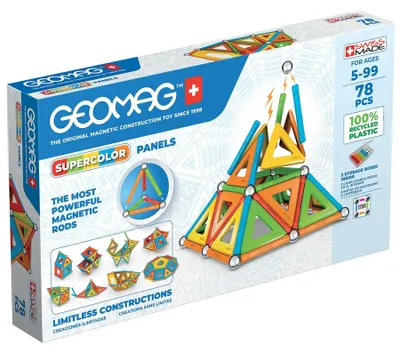 Immagine prodotto di Mattoni magnetici Supercolor Pannelli riciclati 78 pezzi Geomag Geo-379