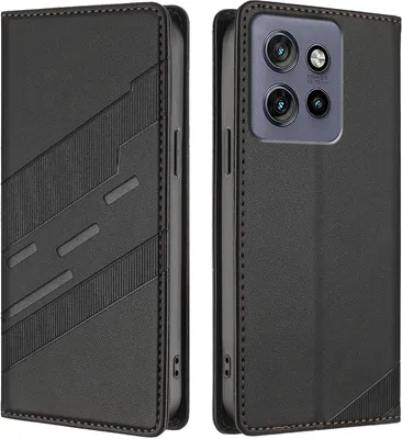 Produktbild von Hülle für Motorola ThinkPhone 25/Edge 50 Neo, Kunstleder Brieftaschen Handyhülle mit Kartenfach und Standfunktion Schwarz