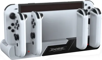 Productafbeelding van DOBE TNS-0122 4-in-1 Gamepad-oplaadstation voor Nintendo Switch OLED (wit, zwart)