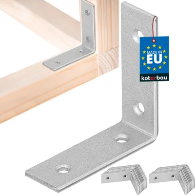 Zdjęcie produktu dla KOTARBAU® Zestaw 25 wytrzymałych łączników kątowych 50 x 50 x 17 mm ze stali ocynkowanej Kątownik stalowy Stabilny Trwały łącznik belki Srebrny