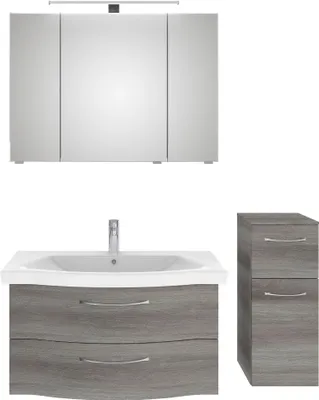 Produktbild von PELIPAL Serie 6005 Sprint SET-016-032 Spiegelschrank, Waschtisch, Waschtischunterschrank,Unterschrank, Midischrank  /  128cm Graphit Struktur quer NB