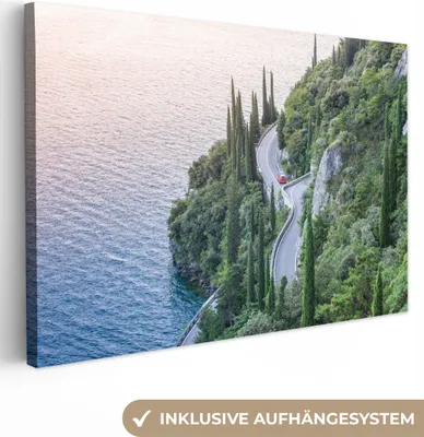Produktbild von OneMillionCanvasses® - Leinwandbilder - 150x100 cm, Gardasee - Straße - Berge, Wandbilder Kunstdruck Wanddekoration