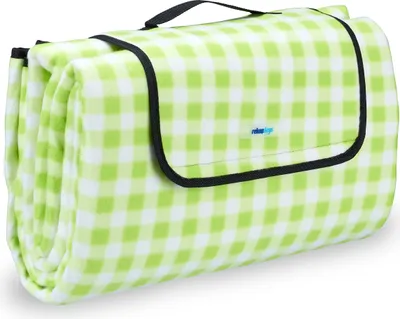 Produktbild von relaxdays Picknickdecke grün-weiß kariert
