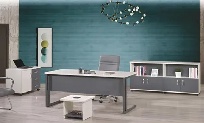 Produktbild von Computermöbel Arbeitstisch Büromöbel Schreibtisch 4tlg Holz Set Grau