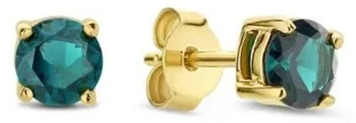 Image de Clous d'oreille dorés avec zircon vert LJ2568