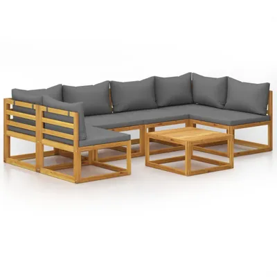 Produktbild von vidaXL 7-tlg. Garten-Lounge-Set mit Auflagen Massivholz Akazie