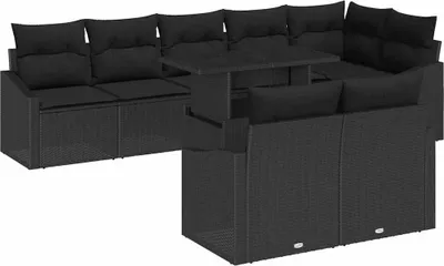Produktbild von vidaXL Gartensofa-set 9 stk. Schwarz Poly-Rattan