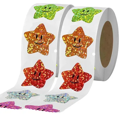 Immagine prodotto di Adesivi a forma di stella, confezione da 500 pezzi, ideali per bambini