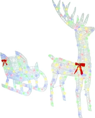 Produktbild von Rentier Zieh Schlitten mit 200 LEDs Bunt 70 x 26 x 129 cm Acryl