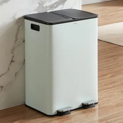 Image de CASABEL Poubelle Cuisine Double 2x30L en Acier Inoxydable, Vert Menthe