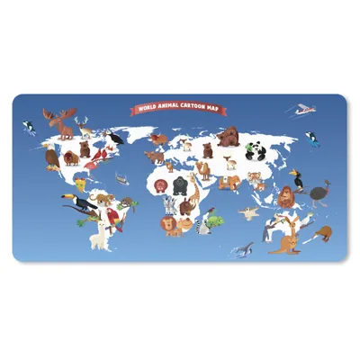 Produktbild von MuchoWow® Schreibtischunterlage Weltkarte Kinder - Tiere - Erde 60x40 cm - XXL Mauspad - Großes Mauspad