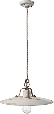 Produktbild von Vintage Land Eisen und weißer Keramik-Kronleuchter 1 Licht E27