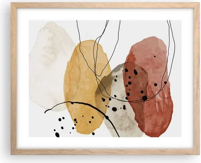 Produktbild von Gerahmtes Poster - Rahmen in heller Eiche - Aquarell Abstraktion Formen - 50x40 cm - Wand Bild - Wanddeko - Wandbilder - Kunstposter - Wandposter - Bilderrahmen - Bilder - Kunstdruck - P2NAA50x40-4658