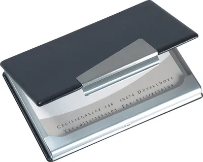 Produktbild von Visitenkarten-Etui Alu/Lederoptik silber schwarz Packung mit 20 Stück