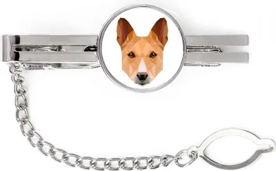 Immagine prodotto di Basenji - spilla geometrica con foto e scritta per cravatta Art-Dog