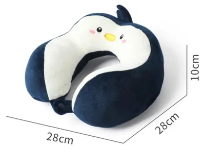 Imagen del producto de Almohada de viaje con forma de pingüino, soporte para el cuello para niños y adultos, suave, ideal para viajes en avión y para usar en la oficina