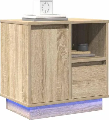 Image de vidaXL Table de chevet chêne Sonoma 50 x 34,5 x 50 cm Matériau dérivé du bois