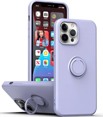 Produktbild von iPhone 13 Pro Handyhülle, Ring Halter Ständer Kratzfeste Weiche Silikon schutzhülle für iPhone 13 Pro Violett