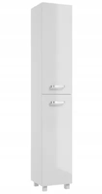 Image de DomoDomo armoire haute en blanc brillant 180x30 cm armoire de salle de bains Mila