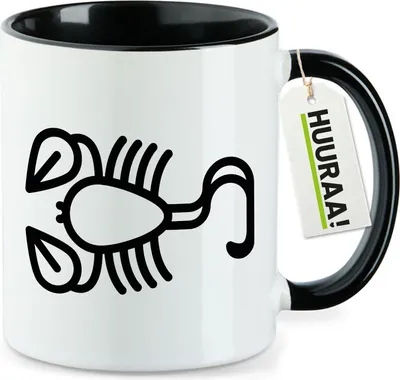 Produktbild von Huuraa Kaffeetasse Skorpion Sternzeichen Symbol 330ml Schwarz Keramik Kaffeebecher Geschenkidee