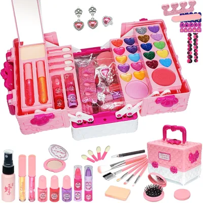 Productafbeelding van Omgoods - Kindermake-upset voor Meisjes - 54 Stuks Veilige en Wasbare Make-up Speelgoed