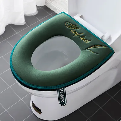 Immagine prodotto di 2 coprisedili da bagno più spessi con maniglia, coprisedile per WC, morbidi, spessi, lavabili, adatti a tutti i sedili WC ovali, verde