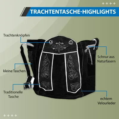 Produktbild von Damen Trachtentasche Dirndl Taschen Trachten ledertasche in der 4x Farben, Farbe:Schwarz