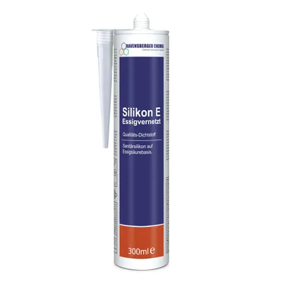 Produktbild von Ravensberger Chemie Silikon E 300 ml essigvernetzt – Sanitär-Dichtstoff für Bad & Küche – ideal für Fugen an Waschbecken, Dusche & Fliesen - Kartusche