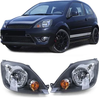 Zdjęcie produktu dla Reflektory H4 czarne z silnikiem lewy + prawy do Ford Fiesta JH JD 05-07