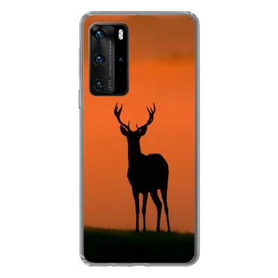 Produktbild von MuchoWow® Handyhülle Schutzhülle Hülle für Huawei P40 Pro Hirsch - Scherenschnitt - Nebel Silikon Softcase Handy Hülle - Schutz