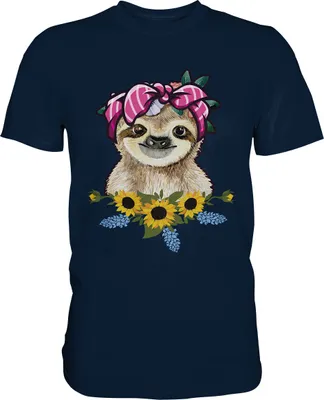 Produktbild von Faultier Sonnenblumen T-Shirt Gärtner Geschenk Garten Motiv – Navy / 5XL