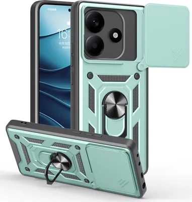 Produktbild von Hülle für Xiaomi Redmi Note 14 5G Magnetische Ring Ständer Halter Dia Kameraschutz TPU Bumper Silikon Schutzhülle Grün