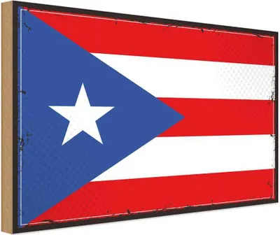 Produktbild von vianmo Holzschild 20x30 cm Puerto Ricos Rico Flagge Fahne Wappen