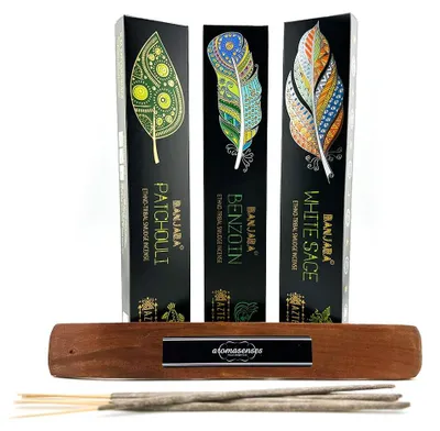 3er-Pack Bio-Räucherstäbchen, 15 g + Tablette, weißer Salbei