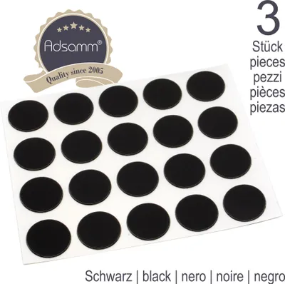 Produktbild von Adsamm® | 60 x Abdeckkappen | Ø 13 mm | Schwarz | rund | 0,45 mm dünne selbstklebende Möbelpflaster von Adsamm®