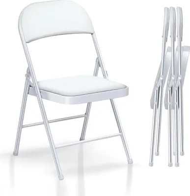 Produktbild von Klappstuhl 4er Set mit gepolsterten Sitzen bis 158KG- Metall Büro Klappstühle für Home Office Party