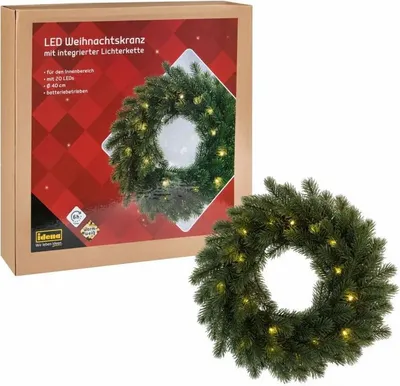 Produktbild von Idena Weihnachtskranz 20 LED 6h Timer Batterie Ø40cm