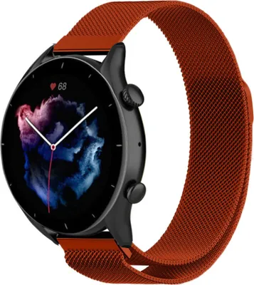 Produktbild von Strap-it Milanese Armband - Kompatibel mit Amazfit GTR 3 (Pro) Armband Ersatzarmband Edelstahl - Armband mit Magnetverschluss - Hochwertiges Material - für Smartwatch 22mm Armband Rot