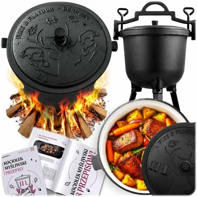 Zdjęcie produktu dla GARNEK EMALIOWANY KOCIOŁEK ŻELIWNY EMALIOWANY 11l na ognisko grill TRWAŁY
