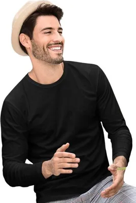 Produktbild von Langärmeliges Herren-T-Shirt, 100% Baumwolle, unbedruckt, einfarbig, 160g/m2, Farbe schwarz, Größe XL