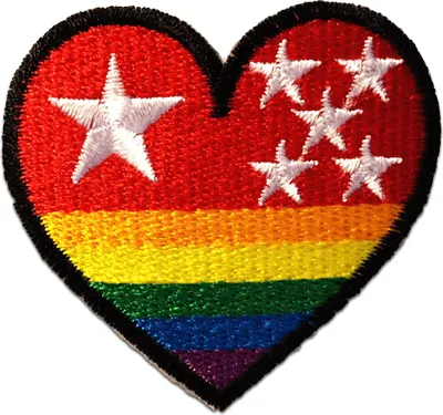 Produktbild von Herz Regenbogen - Aufnäher, Bügelbild, Aufbügler, Applikationen, Patches, Flicken, Zum Aufbügeln, Größe: 4.5 x 5.2 cm