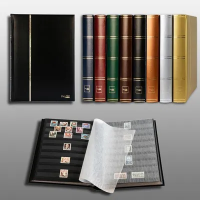 Produktbild von Prophila Collection 64 Schwarze Seiten Briefmarkenalbum Einsteckbuch wattierter Schwarzer Einband
