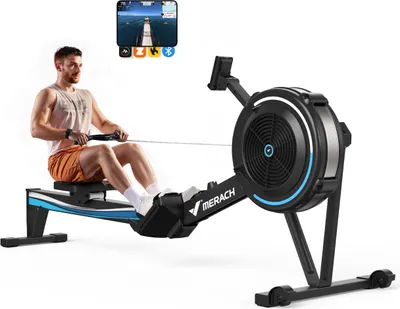 Produktbild von Klappbares Luftwiderstands-Rudergerät – Bluetooth & LCD, ergonomischer Sitz, verstellbarer Tablet-Halter, Profi-Indoor Cardio, bis 158 kg