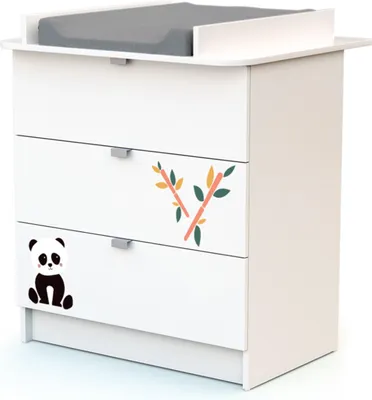 Produktbild von WEBABY - Wickelkommode Weiß Panda ALBA | 3 Schubladen | 79 x 65 x 92 cm | Abnehmbarer Wickeltisch inklusive