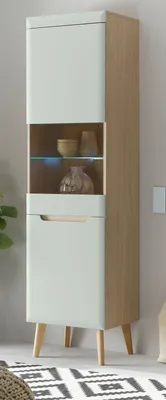 Produktbild von Vitrine "Isgard" in Pistazie matt und Scandi Eiche Vitrinenschrank 53 x 197 cm