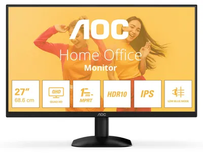 Obrázek produktu pro AOC Q27B35E - 27 Zoll Quad HD monitor, 75 Hz, Adaptive Sync, HDR10 (2560x1440, HDMI 1.4, DisplayPort 1.4) schwarz - AOC Q27B35E 27" IPS monitor - 2560x1440 (Q27B35E)